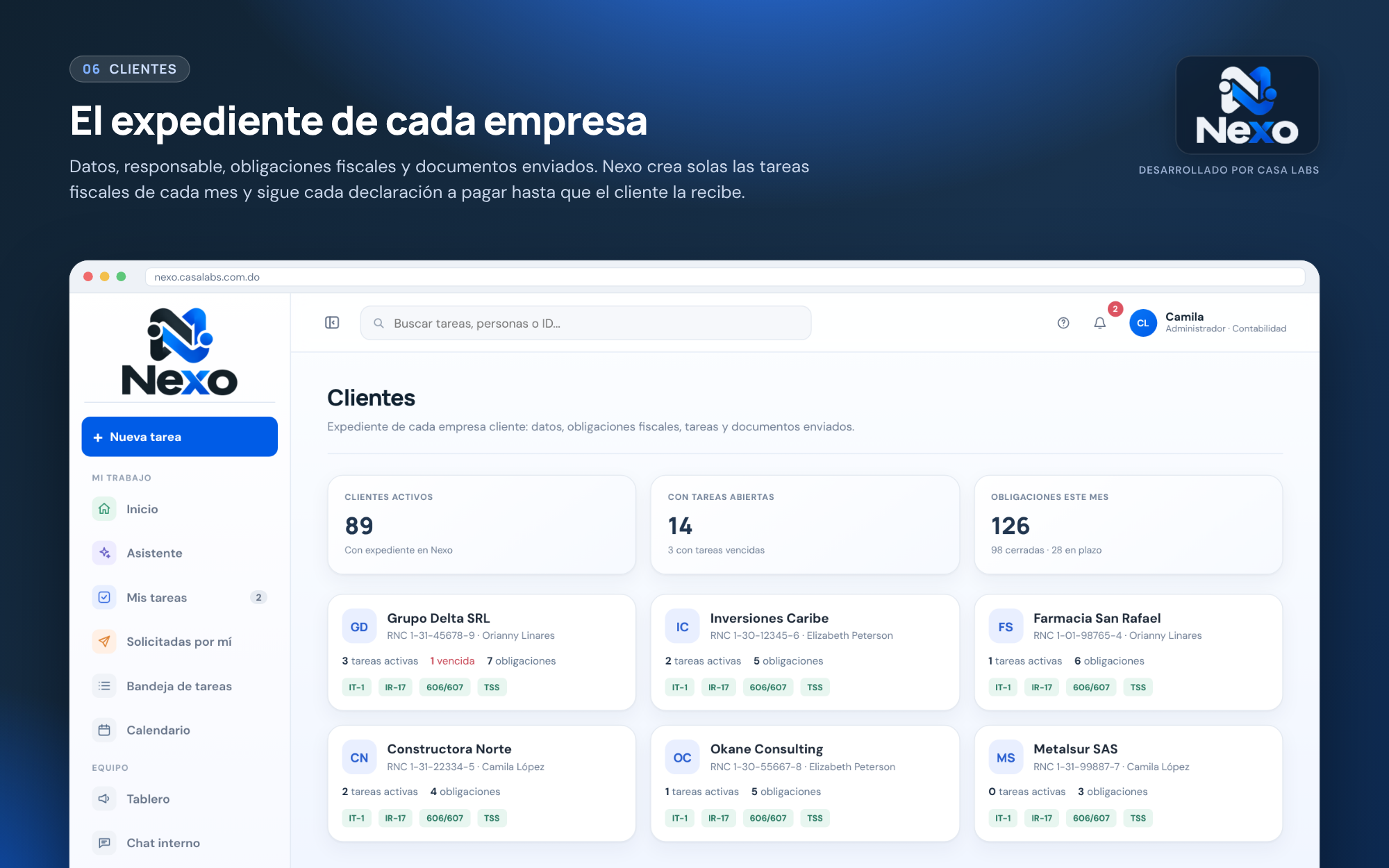 Clientes · un expediente por empresa