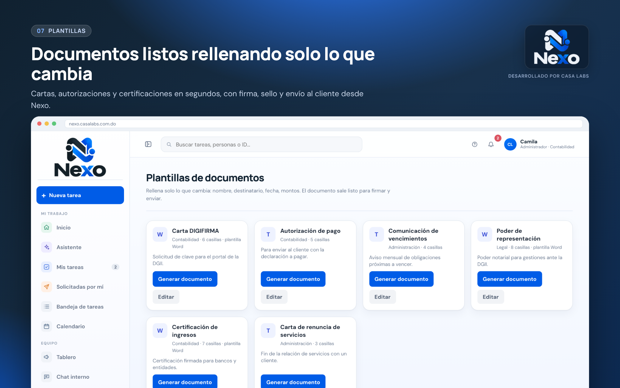 Plantillas · documentos con menos pasos